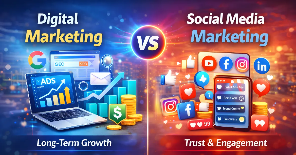 digital marketing vs social media marketing